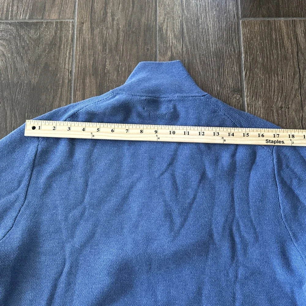 Polo Ralph Lauren Quarter Zip Men Large Blue Cotton Pony Logo Pullover